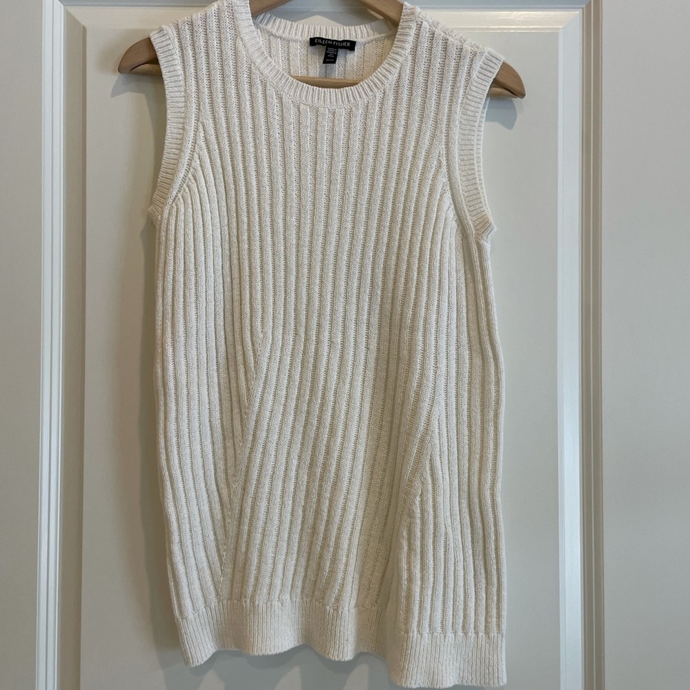 Eileen Fisher Organic Linen Blend Sleeveless Sweater